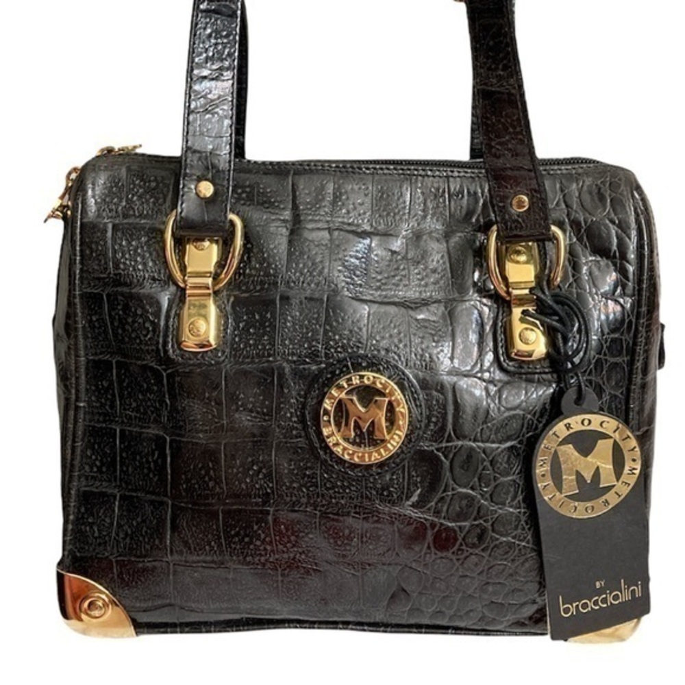 Metrocity by Braccialini vintage embossed leather bag made in Italy